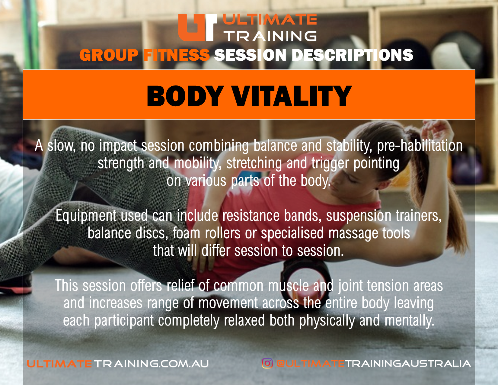 Ultimate Training Group Fitness Body Vitality Session Details